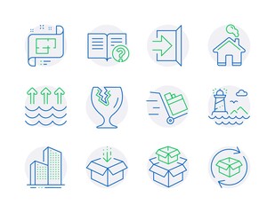 Poster - Industrial icons set. Included icon as Evaporation, Get box, Help signs. Vector