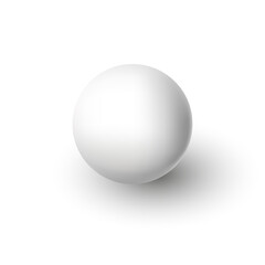 Realistic white vector ball isolated on white background. Plastic white 3d ball with shadow,  abstract vector illustration. Glass or precious pearl. Matt realistic sphere with gradient. EPS10