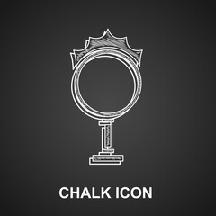 Sticker - Chalk Circus fire hoop icon isolated on black background. Ring of fire flame. Round fiery frame. Vector