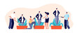 Mentoring concept. Inspiring professionals, corporate communication support. Successful businessman growth, utter mentorship vector banner