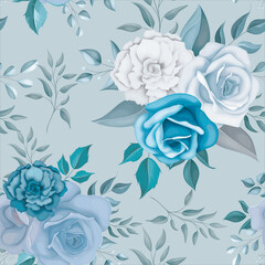 Wall Mural - Beautiful blue flower seamless pattern