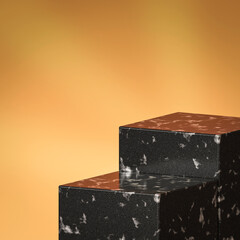 Aufkleber - Elegant marble showcase product background stand or podium pedestal on golden display with luxury backdrops. 3D rendering.