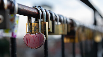 Sticker - Heart-shaped padlock locked on the fence