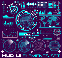 Leinwandbilder - HUD elements. Set of futuristic graphic user interface