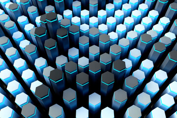 Poster - Abstract blue geometric texture. 3D background art style can be used in cover design, book design, poster, flyer, website backgrounds or advertising.