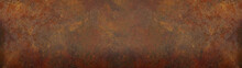 Grunge Rusty Orange Brown Metal Corten Steel Stone Background Texture Banner Panorama