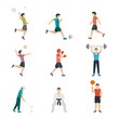 © Freshcare - Sport people flat icon set with men doing different types of sports isolated vector illustration