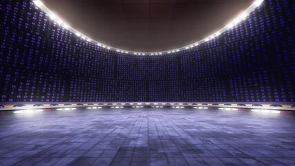 Wall Mural - technology tv show studio backdrop animation. ideal for virtual tracking system sets, with green scr