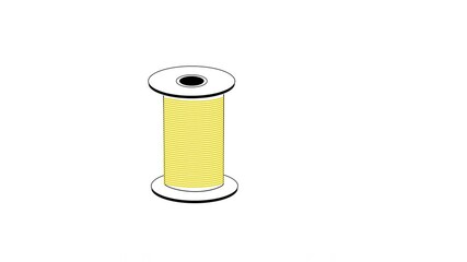 Wall Mural - Self drawing animation of sewing spool, needle. Concept of sewing. Golden yellow.
