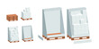 Stapel von weißen Kartons auf hölzerner Europalette, Display-Mockup 