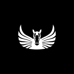 Poster - Winged Pegasus horse icon isolated on dark background