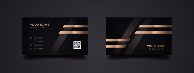 Wall Mural - modern and elegant business card design template. vector sophisticated background with dark black an