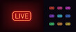 Neon live stream icon. Glowing neon broadcasting sign, outline logo and symbol