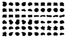 Blob Shapes Vector Set. Organic Abstract Splodge Elemets Monochrome Collection. Inkblot Simple Silhouette