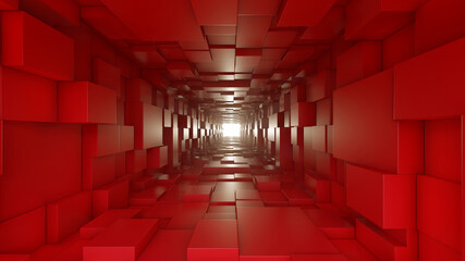 Wall Mural - Deep red tunnel with light at the end