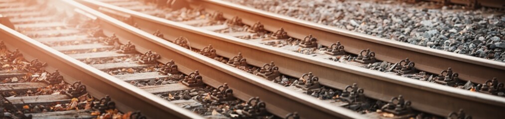 Wall Mural - railway track in the evening in sunset