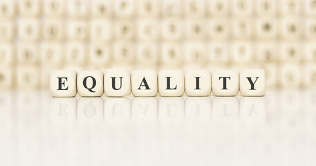 Poster - Word EQUALITY made with wood building blocks