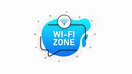 Poster - Blue abstraction isolated sticker wi fi zone. Motion graphic.