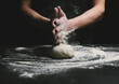 Chef Clapping Hands With Flour Making Bread Kneading Dough