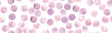 Seamless Watercolour Wallpaper. Vintage Hand Paint Spots Illustration. Art Polka Rounds. Cute Watercolor Wallpaper. Pink Circles Texture. White Grunge Dots Background. Watercolor Wallpaper.