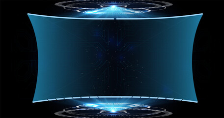 Poster - HUD, UI, GUI futuristic user interface screen elements set. High tech screen for video game. Sci-fi concept design.  Virtual hi Scifi HUD, UI, GUI futuristic user frame interface screen elements set.
