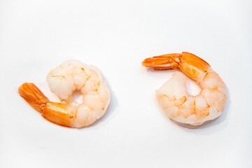 Sticker - Closeup shot of two shrimps on a white background