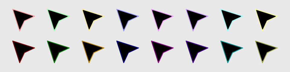 Poster - Arrows icons set. Set of simple colored arrow icons in flat style. Trendy set of cursors and pointers icons. Vector set of computer arrows. Vector illustration.