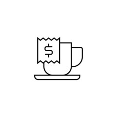 Poster - coffee Bill icon  in flat black line style, isolated on white 
