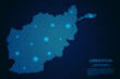 Abstract image Afghanistan map from point blue and glowing stars on a dark background. vector illustration.