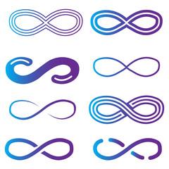 Poster - Infinity icon set. Outline symbol. Flat design style. Business concept. Stock image.