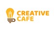 creative cafe lamp and coffee cup logo concept design illustration