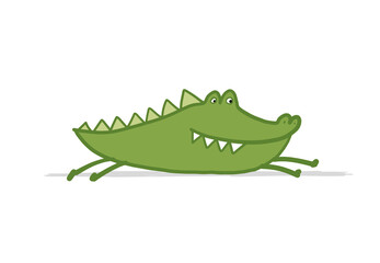 Poster - Funny Crocodile Character. Childish Style. Sketch for your design