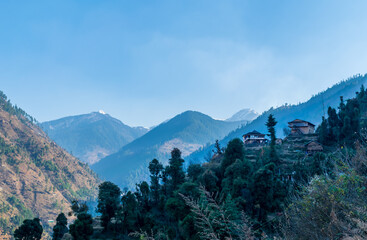 Wall Mural - a mountain valley, pekhri, tirthan valley, himachal pradesh, india