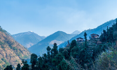 Wall Mural - a mountain valley, pekhri, tirthan valley, himachal pradesh, india