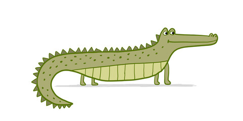 Poster - Funny Crocodile Character. Childish Style. Sketch for your design