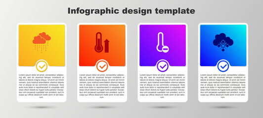 Sticker - Set Cloud with rain, Meteorology thermometer, and snow. Business infographic template. Vector