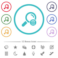 Poster - Delete search flat color icons in circle shape outlines