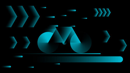  Blue bicycle hologram wireframe style on black background vector illustration.