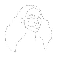 Poster - African woman face one line drawing. Abstract women portrait continuous line art for logo, prints, tattoos, posters, textiles, postcards. Vector illustration
