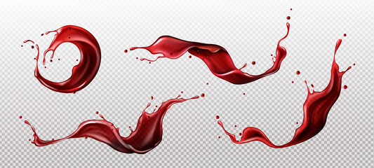 Wall Mural - splashes of wine, juice or blood, liquid red drink