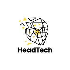 Wall Mural - human head technology geometric polygonal logo vector icon illustration