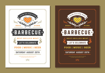 Wall Mural - Barbecue party invitation flyer or poster design vector template