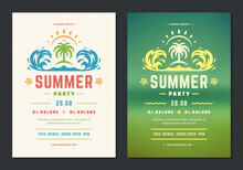 Summer Party Poster Or Flyer Retro Design Template.