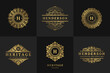 Luxury logos and monograms crest design templates set vector illustration.