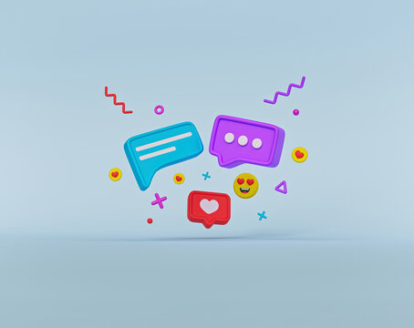 trendy Social media icons design for advertising, promotion, marketing. 3d rendering