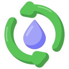 Sticker - 

Drop with arrows denoting flat icon of water conservation 


