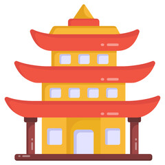 Wall Mural - 
Chinese temple flat icon, editable vector of forbidden city pagoda

