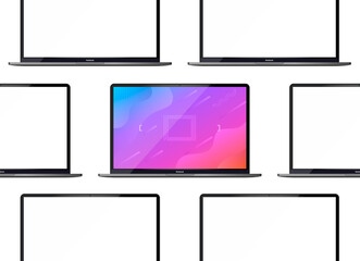Poster - Laptop isometric perspective view. Template for infographics or presentation UI design interface. vector illustration