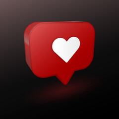 Poster - Social Network Push Notification Heart 3d vector