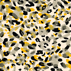 Wall Mural - Abstract animal skin leopard seamless pattern design.